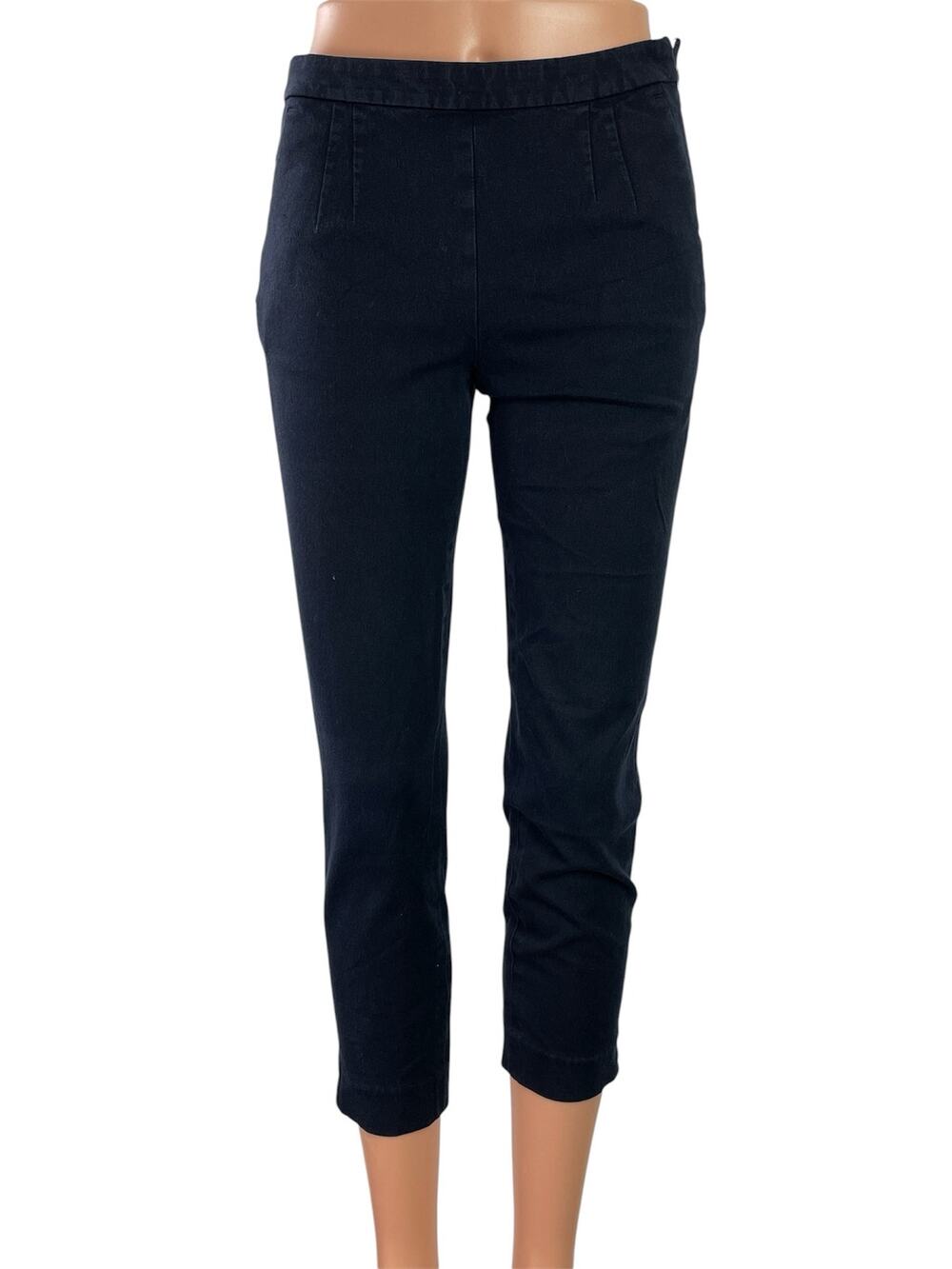 J.Crew Martie Womens Black Bi-stretch Cotton Mid Rise Skinny Trousers Pants Sz 0